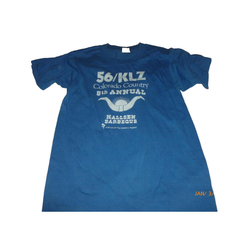 Screen Stars Vintage T-Shirt XS Blue Single Stitch Made in USA 80s Colorado Tee